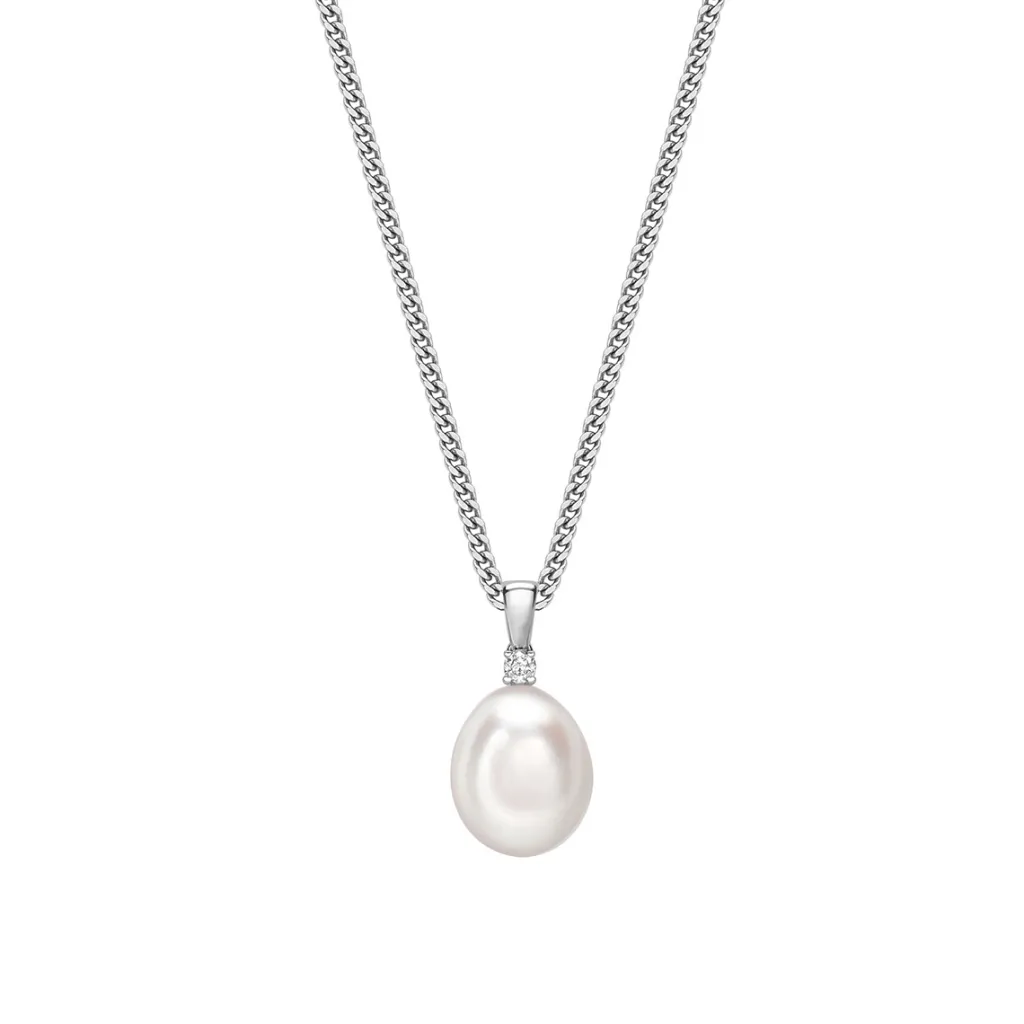 Clearance Perleanheng med diamant 0,05 ct Halssmykker