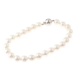 New Perlearmbånd 7-7,5 mm hvitt gull lås Armbånd