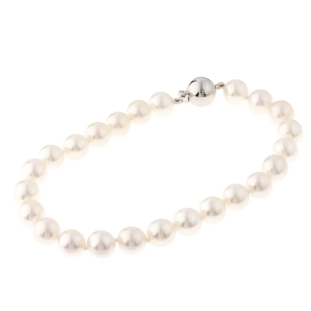 New Perlearmbånd 7-7,5 mm hvitt gull lås Armbånd