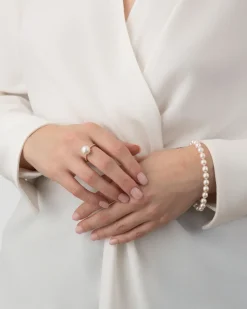 Fashion Perlearmbånd Akoya gult gull lås (flere bredder) Armbånd