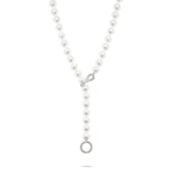 Discount Perlesmykke i hvitt gull med diamantdetaljer 0,38 ct Halssmykker
