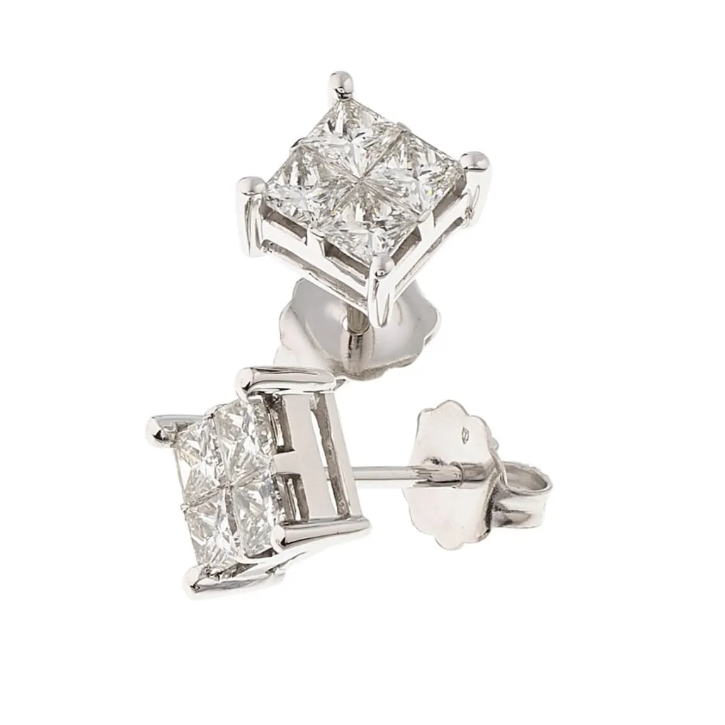 Clearance Princess cut ørepynt 1,00ct Ørepynt