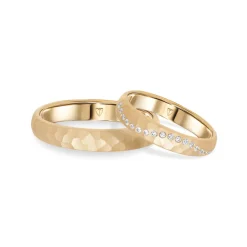 Clearance Promise Design hamret ring i gult gull 0,18 ct Ringer