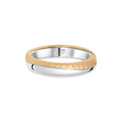 Fashion Promise giftering i hvitt og gult gull hamret 4,5 mm Ringer
