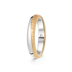 Fashion Promise giftering i hvitt og gult gull hamret 4,5 mm Ringer