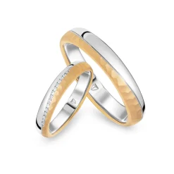 Fashion Promise giftering i hvitt og gult gull hamret 4,5 mm Ringer