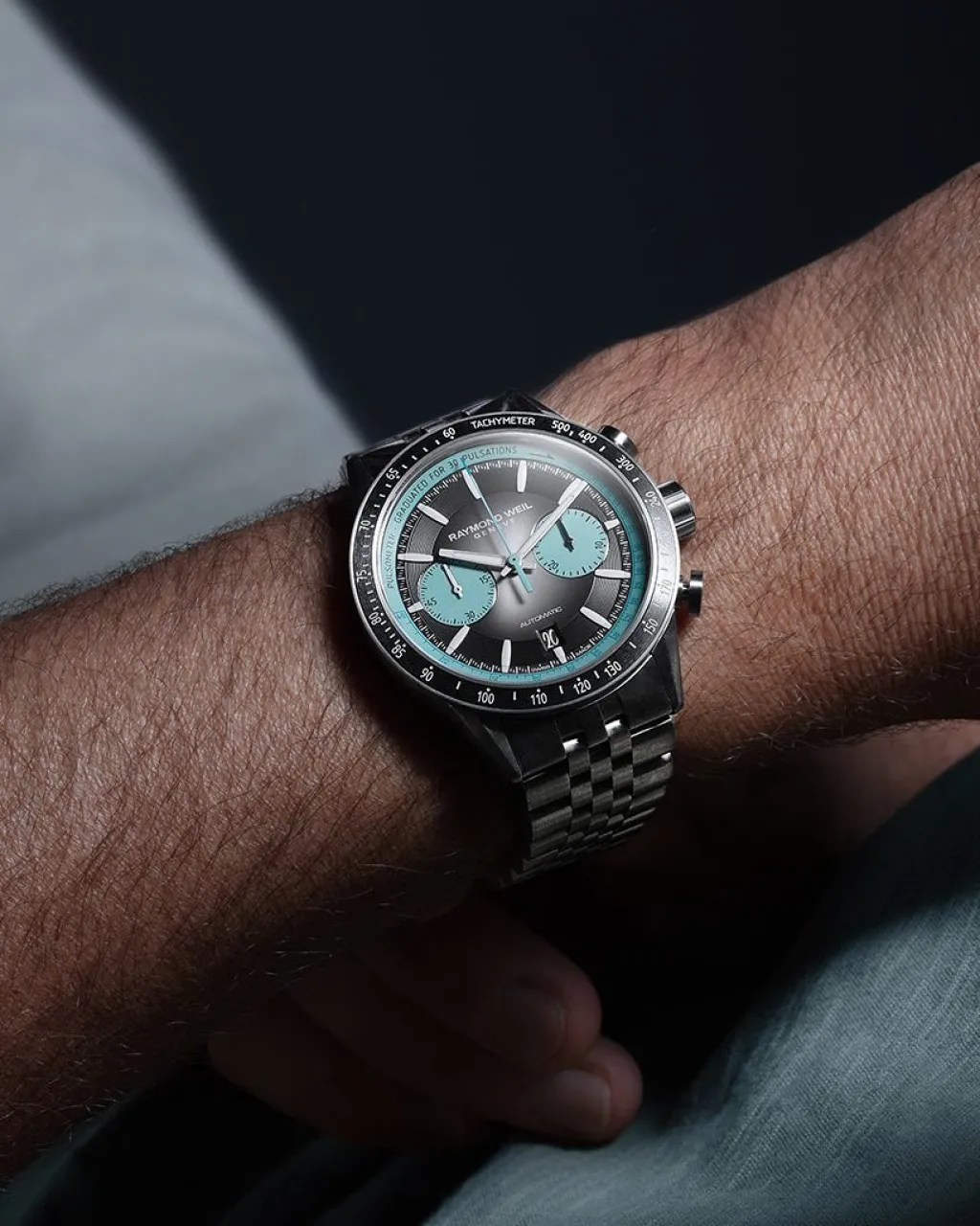 Best Raymod Weil Freelancer svart og turkis 43,5 mm Til Han