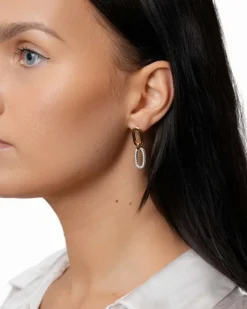 Outlet Øredobber forgylt og rhodinert med cubic zirkonia Ørepynt