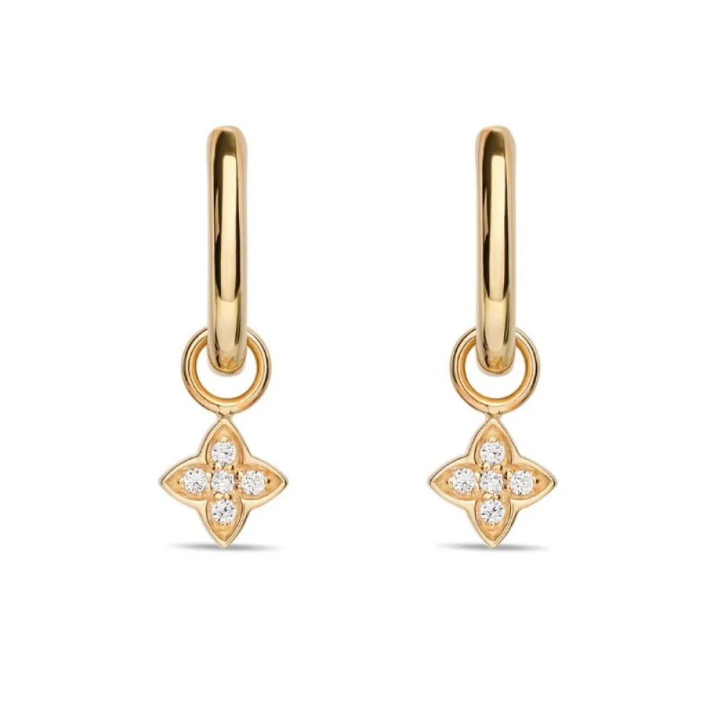 Hot Øreringer i forgylt sølv med cubic zirkonia anheng Ørepynt