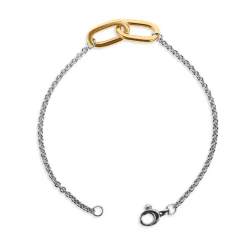 Fashion Rhodinert sølvarmbånd med to lenker i forgylt sølv Armbånd