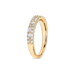 Best Ring i gult gull med brillianter og baguette diamanter 0,55 ct Ringer