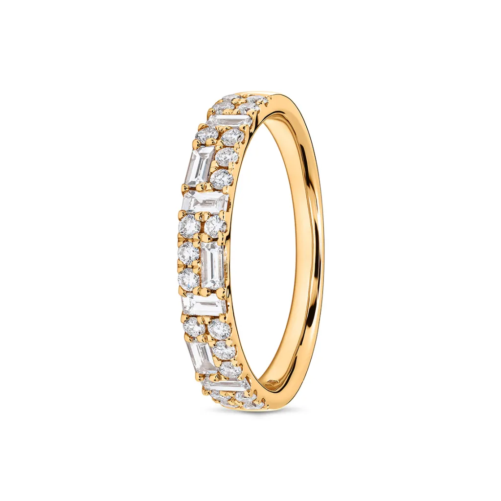Best Ring i gult gull med brillianter og baguette diamanter 0,55 ct Ringer