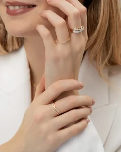 Sale Ring i gult gull med diamanter 0,08 ct Ringer