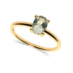New Ring i gult gull med grønn ametyst Ringer