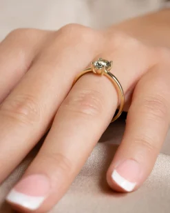New Ring i gult gull med grønn ametyst Ringer