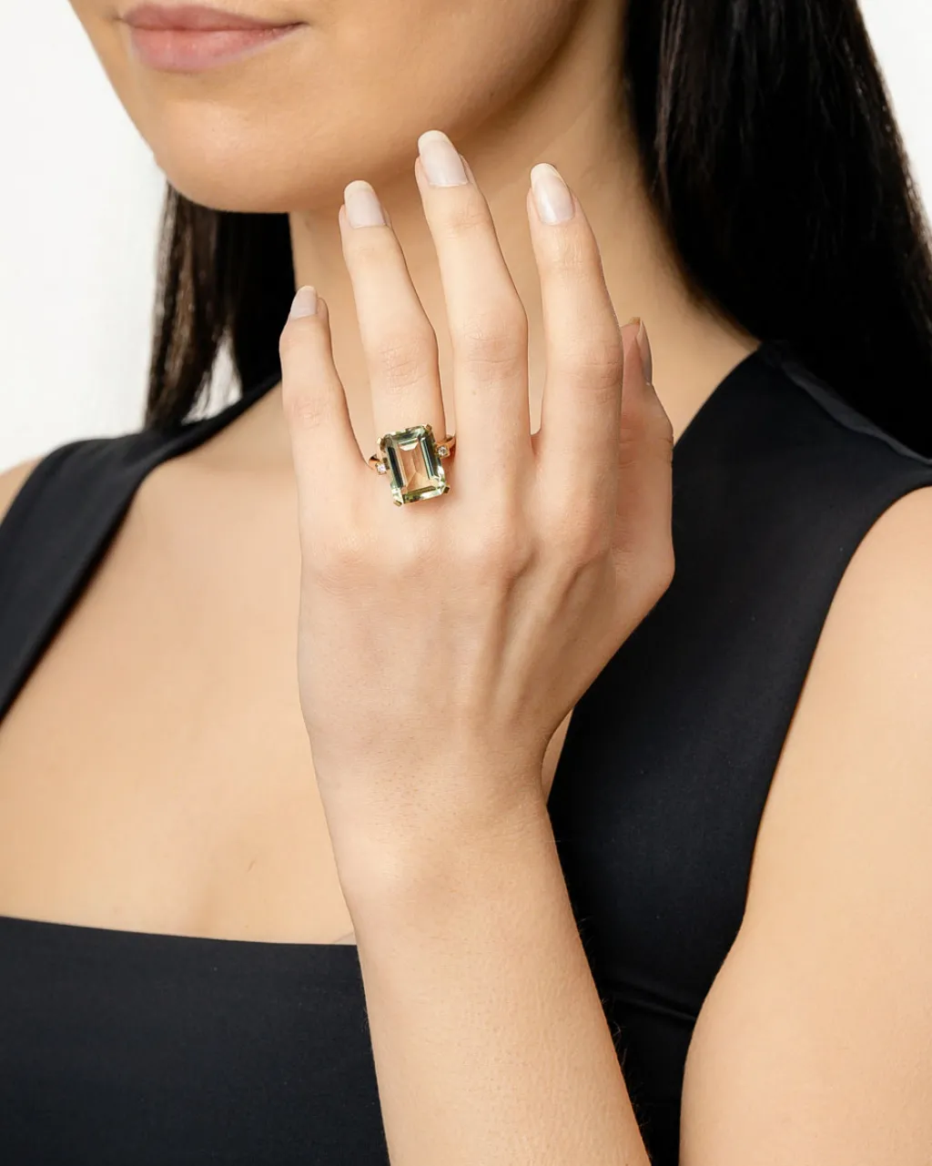 Sale Ring i gult gull med grønn ametyst 10,03 ct Ringer