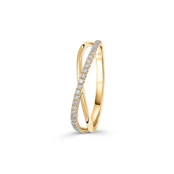Online Ring i gult gull med kryssende bånd 0,16 ct Ringer