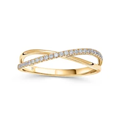 Online Ring i gult gull med kryssende bånd 0,16 ct Ringer