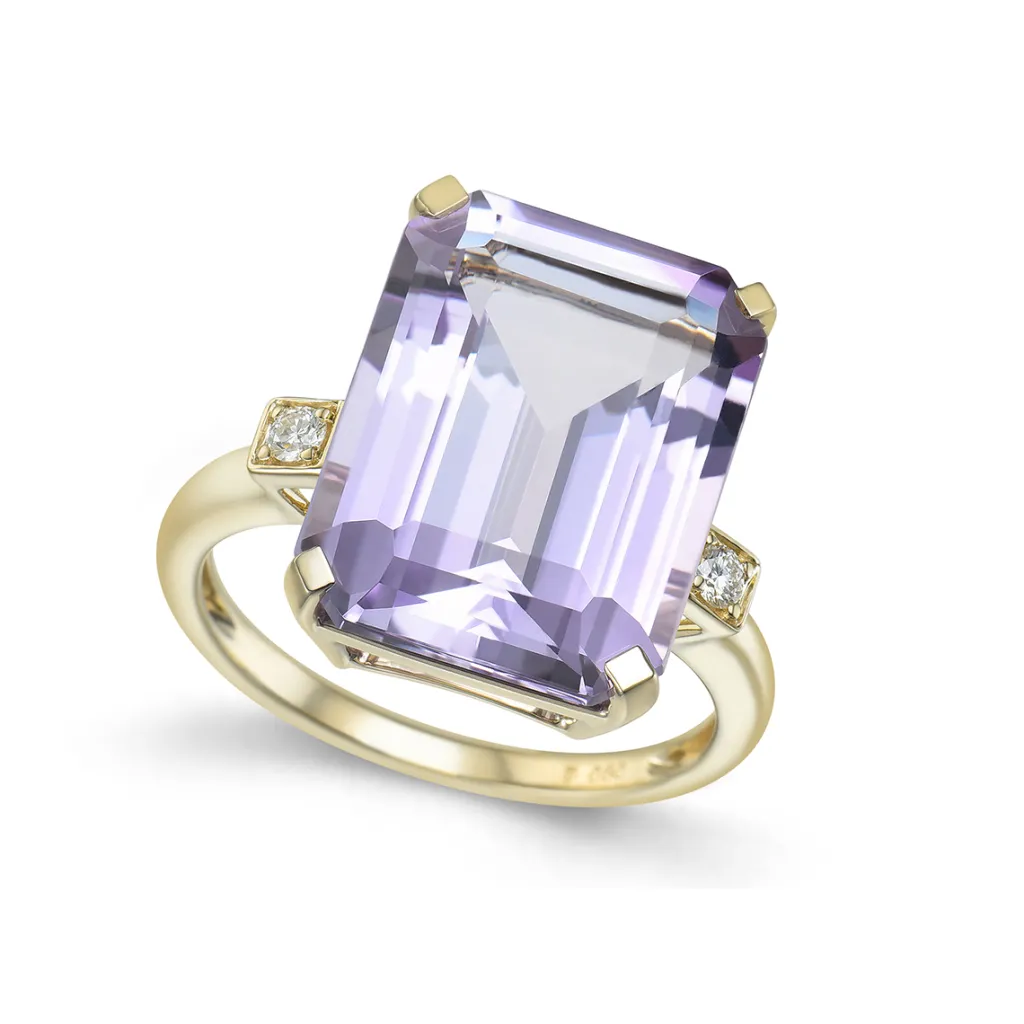 Fashion Ring i gult gull med lilla ametyst 10,05 ct Ringer