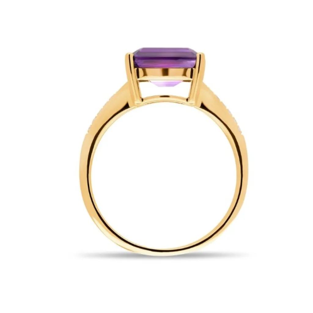 Best Ring i gult gull med lilla ametyst og diamanter 0,06 ct Ringer