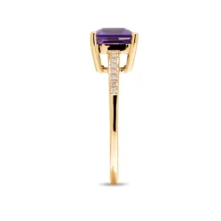 Best Ring i gult gull med lilla ametyst og diamanter 0,06 ct Ringer
