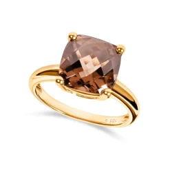 Discount Ring i gult gull med røkkvarts 4,00 ct Ringer