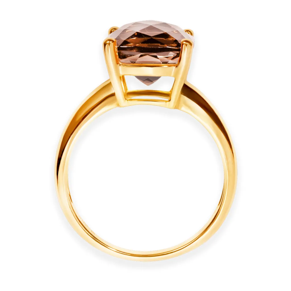 Discount Ring i gult gull med røkkvarts 4,00 ct Ringer