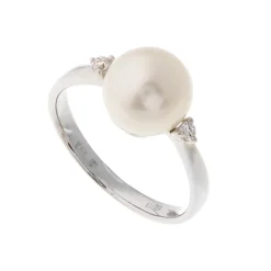 Fashion Ring i hvitt gull med ferskvannsperle Ringer