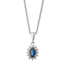 Online Rosettanheng 0,10ct med safir Halssmykker