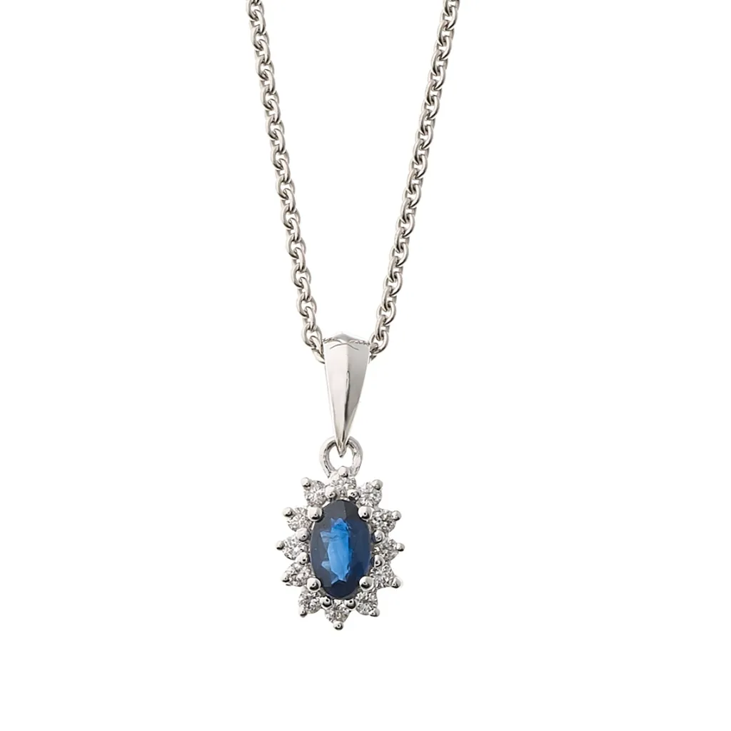 Online Rosettanheng 0,10ct med safir Halssmykker
