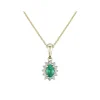 New Rosettanheng i gult gull med smaragd og diamanter 0,10 ct Halssmykker