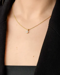 Outlet Rosettanheng i gult gull med diamanter 0,20 ct Halssmykker