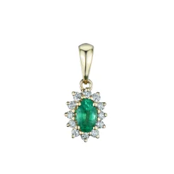 New Rosettanheng i gult gull med smaragd og diamanter 0,10 ct Halssmykker