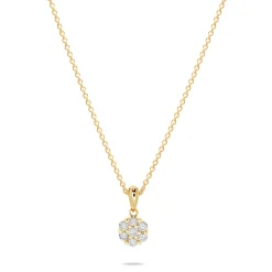 Outlet Rosettanheng i gult gull med diamanter 0,20 ct Halssmykker