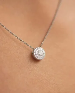 Online Rosettanheng i hvitt gull med diamanter 0,35 ct Halssmykker