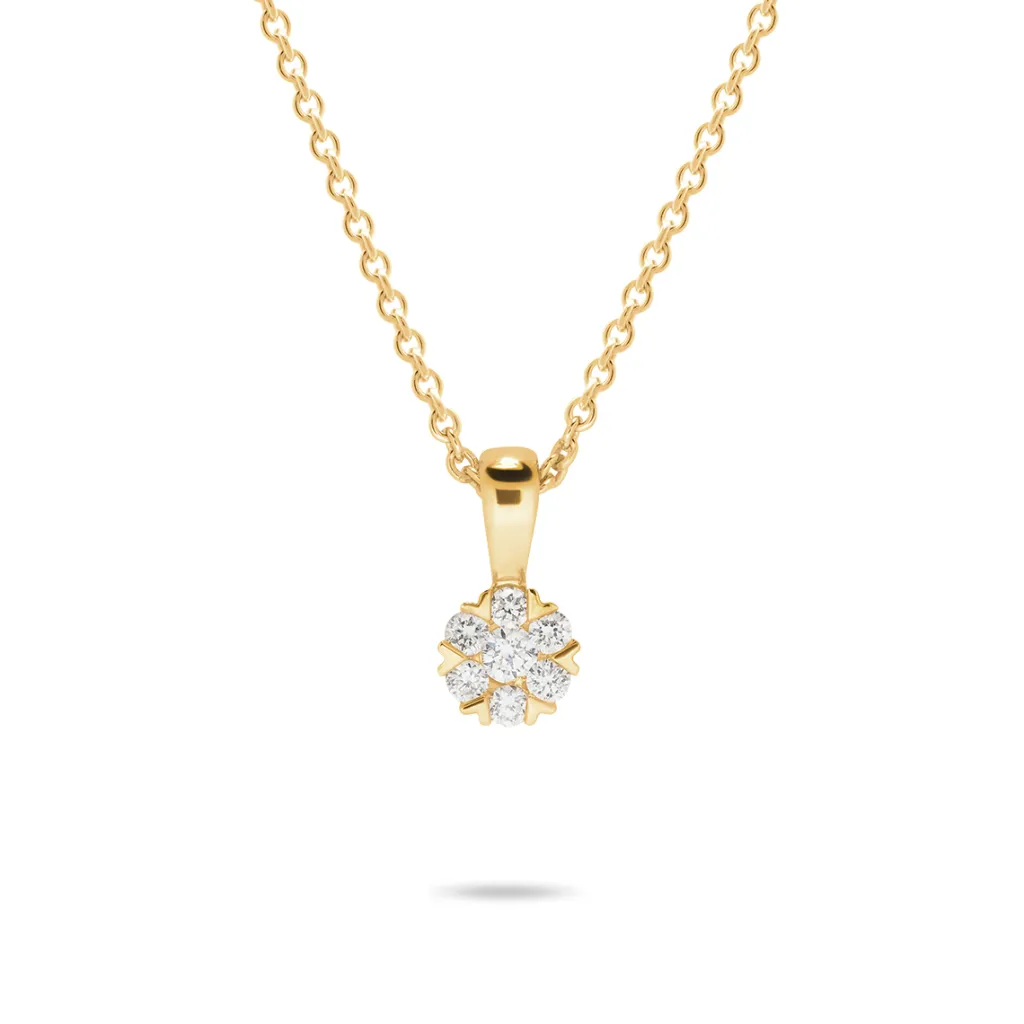 Outlet Rosettanheng med diamanter i gult gull 0,10 ct Halssmykker