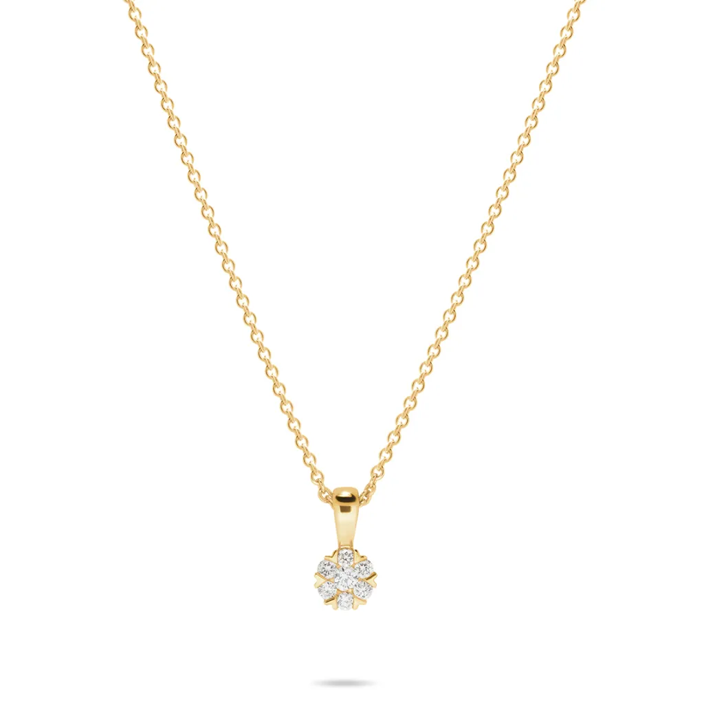 Outlet Rosettanheng med diamanter i gult gull 0,10 ct Halssmykker
