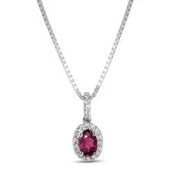 Fashion Rosettanheng med rubin og diamanter 0,15 ct Halssmykker
