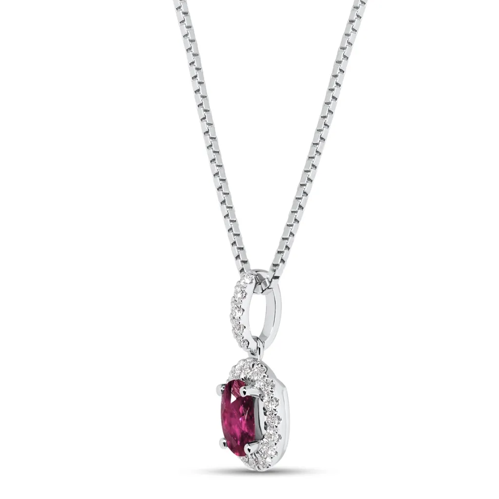 Fashion Rosettanheng med rubin og diamanter 0,15 ct Halssmykker