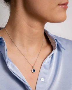 Outlet Rosettanheng med safir og diamant 0,55 ct Halssmykker