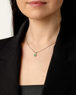 Sale Rosettanheng med smaragd og diamanter 0,10 ct Halssmykker