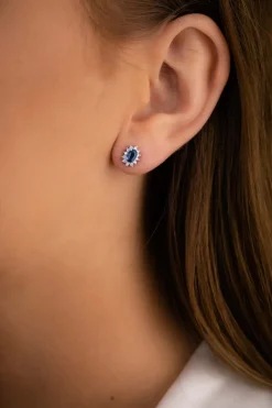 Discount Rosettørepynt 0,19ct med safir Ørepynt