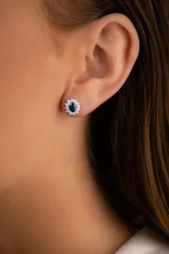 Outlet Rosettørepynt 0,50ct med safir Ørepynt