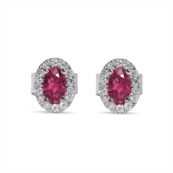 Fashion Rosettørepynt i hvitt gull med diamanter 0,14 ct og rubin Ørepynt