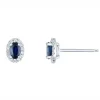 Clearance Rosettørepynt i hvitt gull med diamanter 0,15 ct og safir Ørepynt
