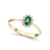 Online Rosettring i gult gull med smaragd 0,22ct Ringer