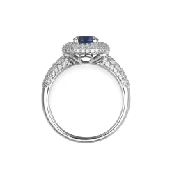 Clearance Rosettring i hvitt gull med safir Ringer