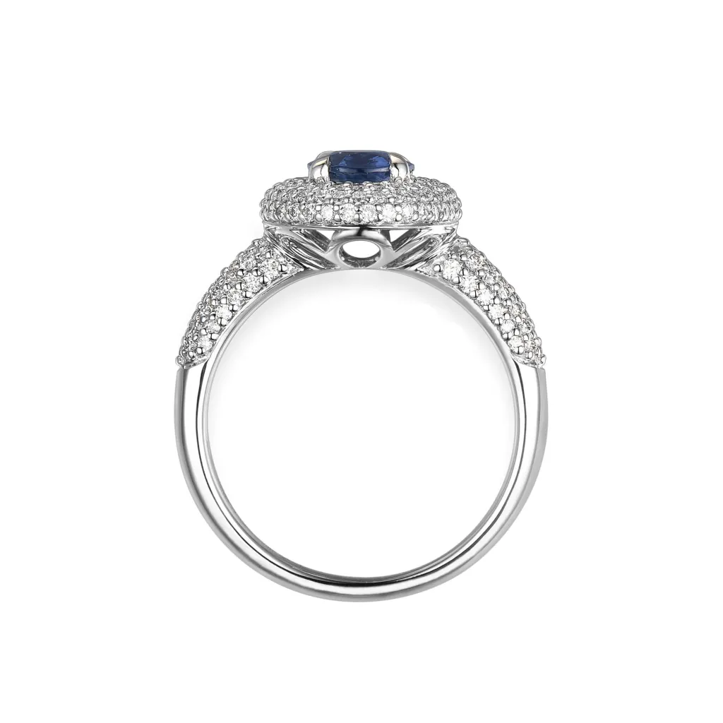 Clearance Rosettring i hvitt gull med safir Ringer