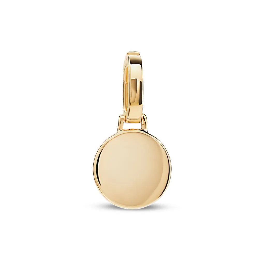 Best Rund plate charm i gult gull Halssmykker
