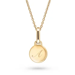 Best Rund plate charm i gult gull Halssmykker